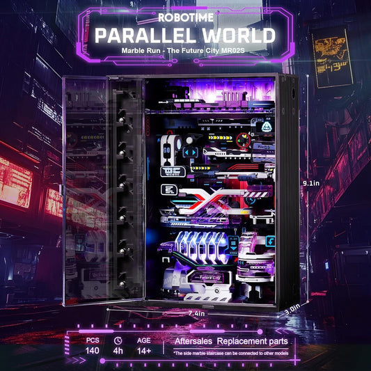 US Local ROBOTIME 3D Puzzle Model Kit To Build Last City, Marble Run LED Glow In The Dark