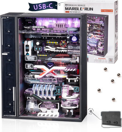 US Local ROBOTIME 3D Puzzle Model Kit To Build Last City, Marble Run LED Glow In The Dark