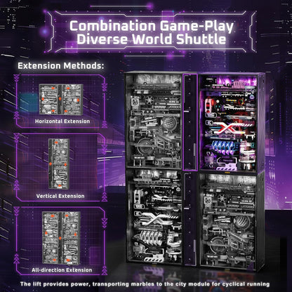 US Local ROBOTIME 3D Puzzle Model Kit To Build Last City, Marble Run LED Glow In The Dark