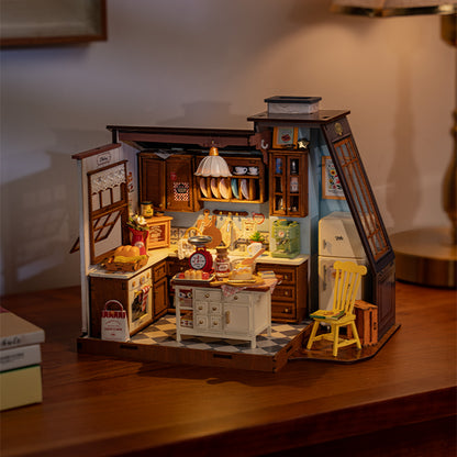 US Local Rolife Mini Dollhouse Kit - DIY 3D Puzzle Baking Kitchen & Book Nook, Creative Craft For Adults Teens, Miniature Model Building, Unique Gift For Women