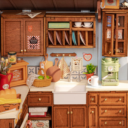 US Local Rolife Mini Dollhouse Kit - DIY 3D Puzzle Baking Kitchen & Book Nook, Creative Craft For Adults Teens, Miniature Model Building, Unique Gift For Women