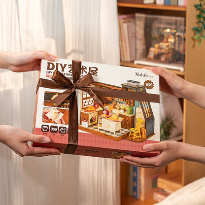 US Local Rolife Mini Dollhouse Kit - DIY 3D Puzzle Baking Kitchen & Book Nook, Creative Craft For Adults Teens, Miniature Model Building, Unique Gift For Women