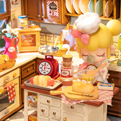 US Local Rolife Mini Dollhouse Kit - DIY 3D Puzzle Baking Kitchen & Book Nook, Creative Craft For Adults Teens, Miniature Model Building, Unique Gift For Women