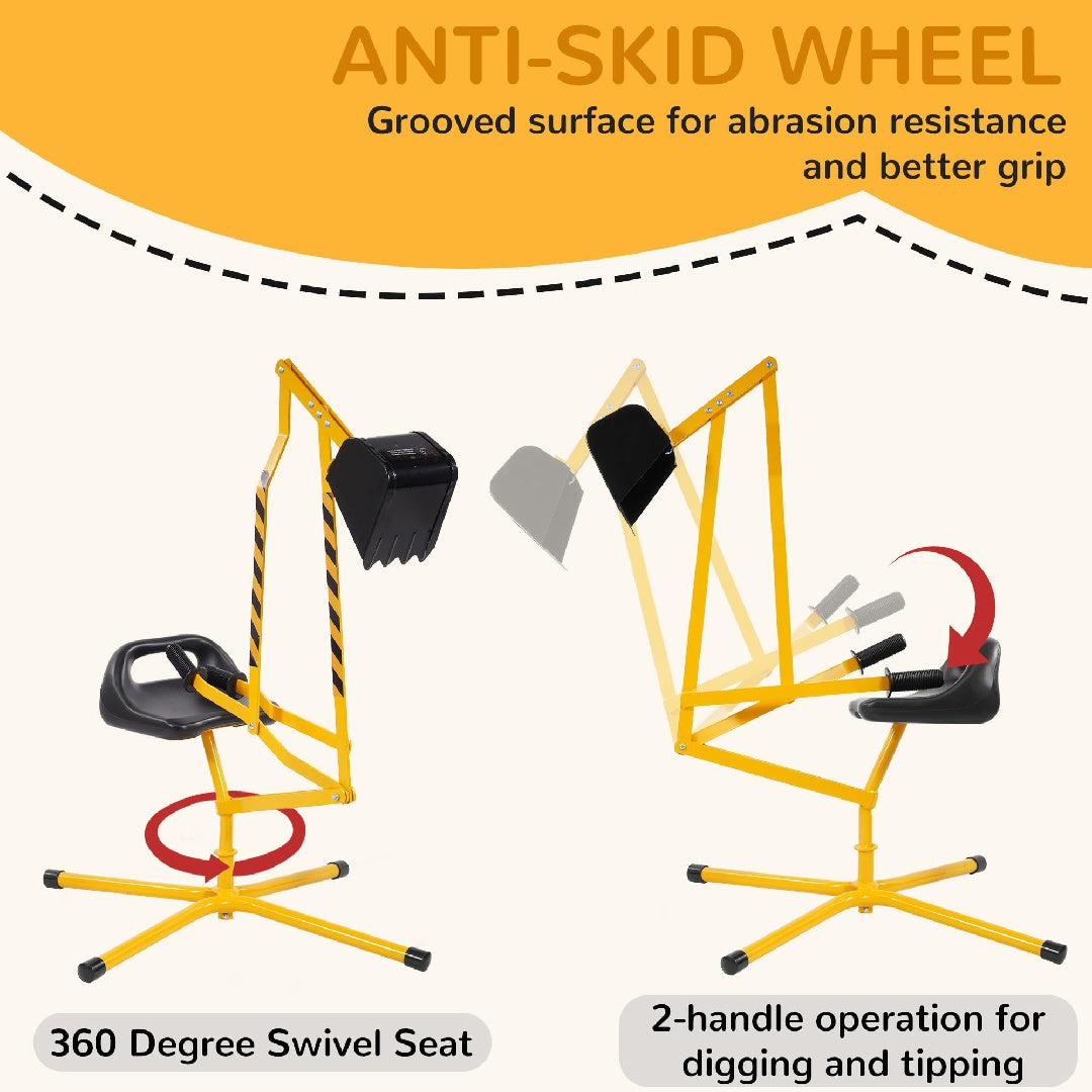 US Local Only Supports Self Pickup Kids Excavator Ride On Toys, Beach Toys Outdoor Sandbox Toy Excavator, Steel Excavator Crane Rotates 360 Degrees With Stable Base- Yellow