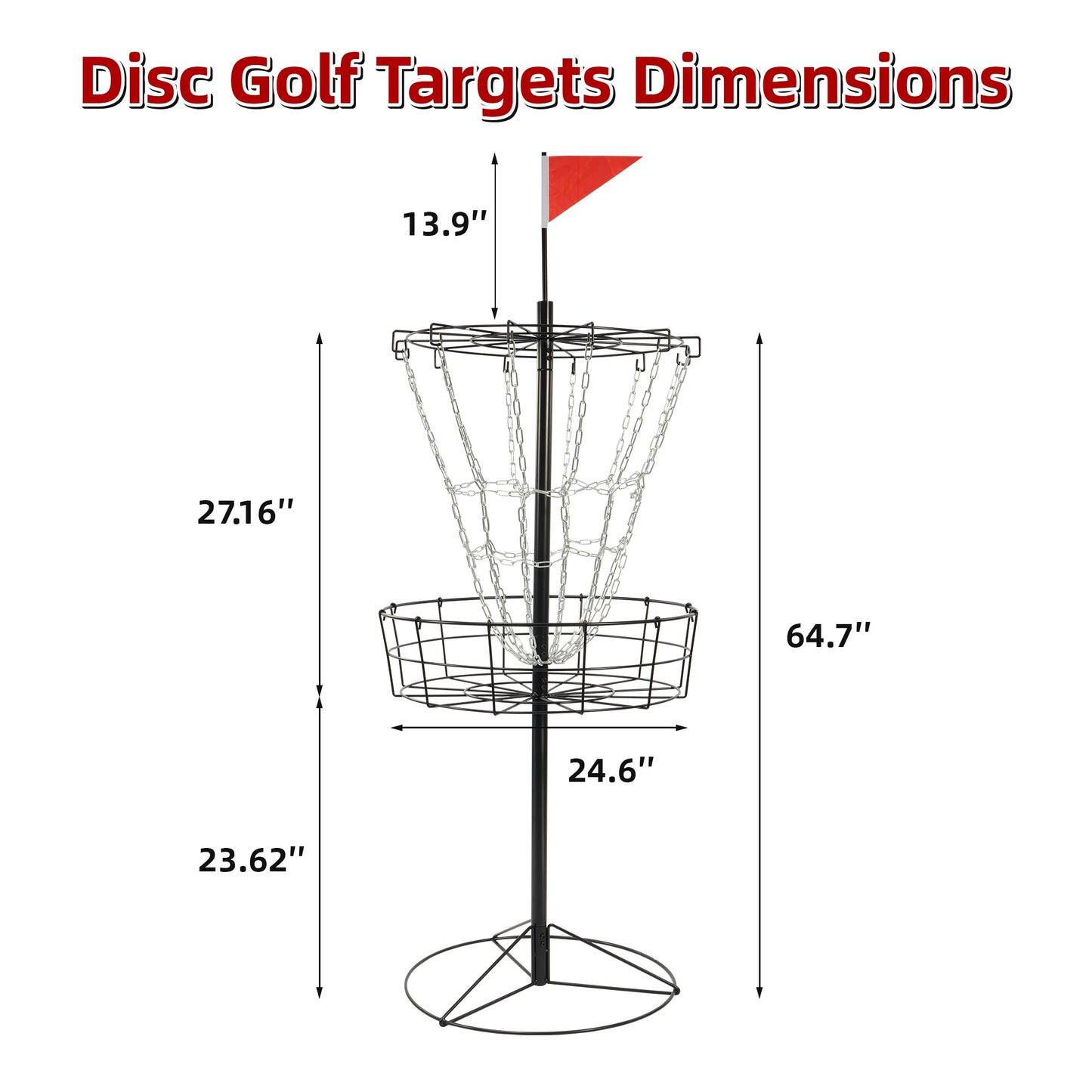 US Local Only Supports Self Pickup-Disc Golf Target, 12 Chain Portable Disc Golf Basket, Metal Disc Golf Practice Target Basket, Black