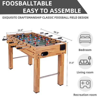 US Local Only Supports Self Pickup-Foosball Table, 48in Competition Sized Foosball Table For Home, Portable Mini Table Football-Soccer Game Set, Includes 2 Balls And 2 Cup Holders