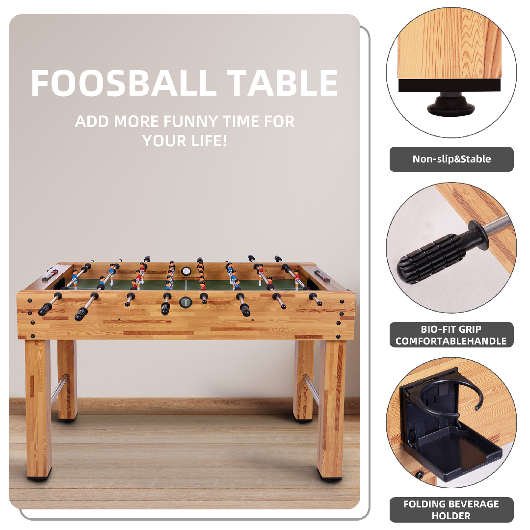 US Local Only Supports Self Pickup-Foosball Table, 48in Competition Sized Foosball Table For Home, Portable Mini Table Football-Soccer Game Set, Includes 2 Balls And 2 Cup Holders