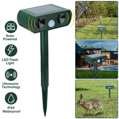 US Local Ultrasonic Animal Repellent Solar Motion Sensor Repellent IPX4 Outdoor Waterproof Type, No Delivery On Weekends