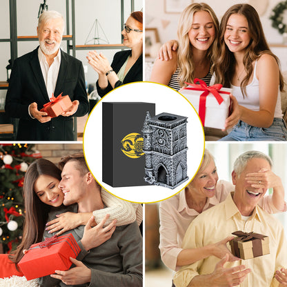US Local D20 Castle Resin Dice Tower Gift Box Set , Exquisite Medieval , Inspired Design, Ideal For Tabletop RPG Enthusiasts. Perfect For Adding A Touch Of Fantasy To D&D And Other Role - Playing Games.