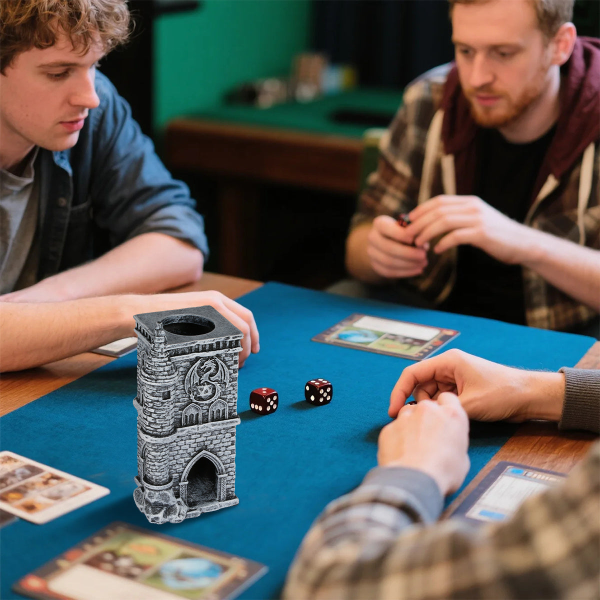 US Local D20 Castle Resin Dice Tower Gift Box Set , Exquisite Medieval , Inspired Design, Ideal For Tabletop RPG Enthusiasts. Perfect For Adding A Touch Of Fantasy To D&D And Other Role - Playing Games.