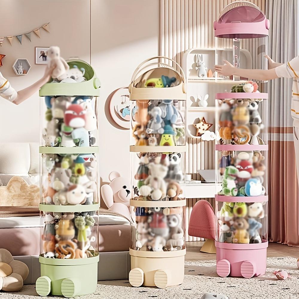 US Local Stackable Plush Toy Storage Box With Drawer Transparent PET Material Zipper And Lid Closure