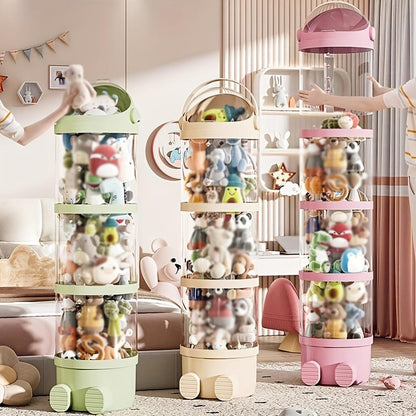 US Local Stackable Plush Toy Storage Box With Drawer Transparent PET Material Zipper And Lid Closure