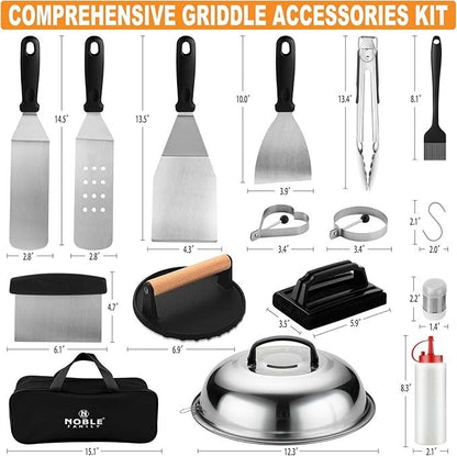 US Local 27 PCS Griddle Accessories Kit, Flat Top Grill Accessories Set For Camping, Professional Grill Spatula Set With Melting Dome, Burger Press For Outdoor BBQ Cooking