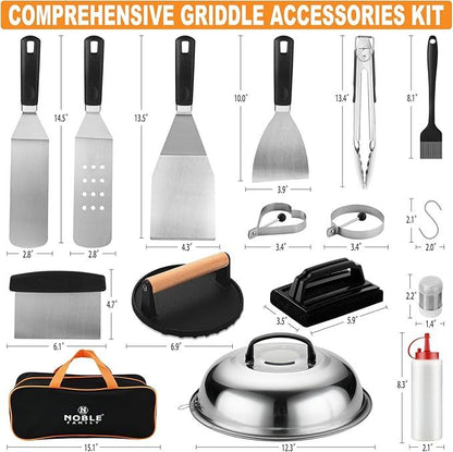 US Local 27 PCS Griddle Accessories Kit, Flat Top Grill Accessories Set For Camping, Professional Grill Spatula Set With Melting Dome, Burger Press For Outdoor BBQ Cooking