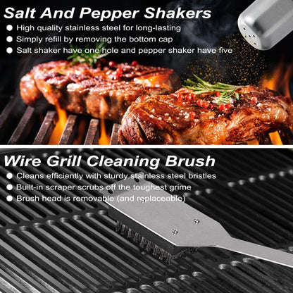 US Local POLIGO 29 PCS BBQ Grill Accessories Stainless Steel BBQ Tools Grilling Tools Set With Storage Bag For Fathers Day Dads Birthday Presents - Camping Grill Utensils Set Ideal Grilling Gifts For Men Women