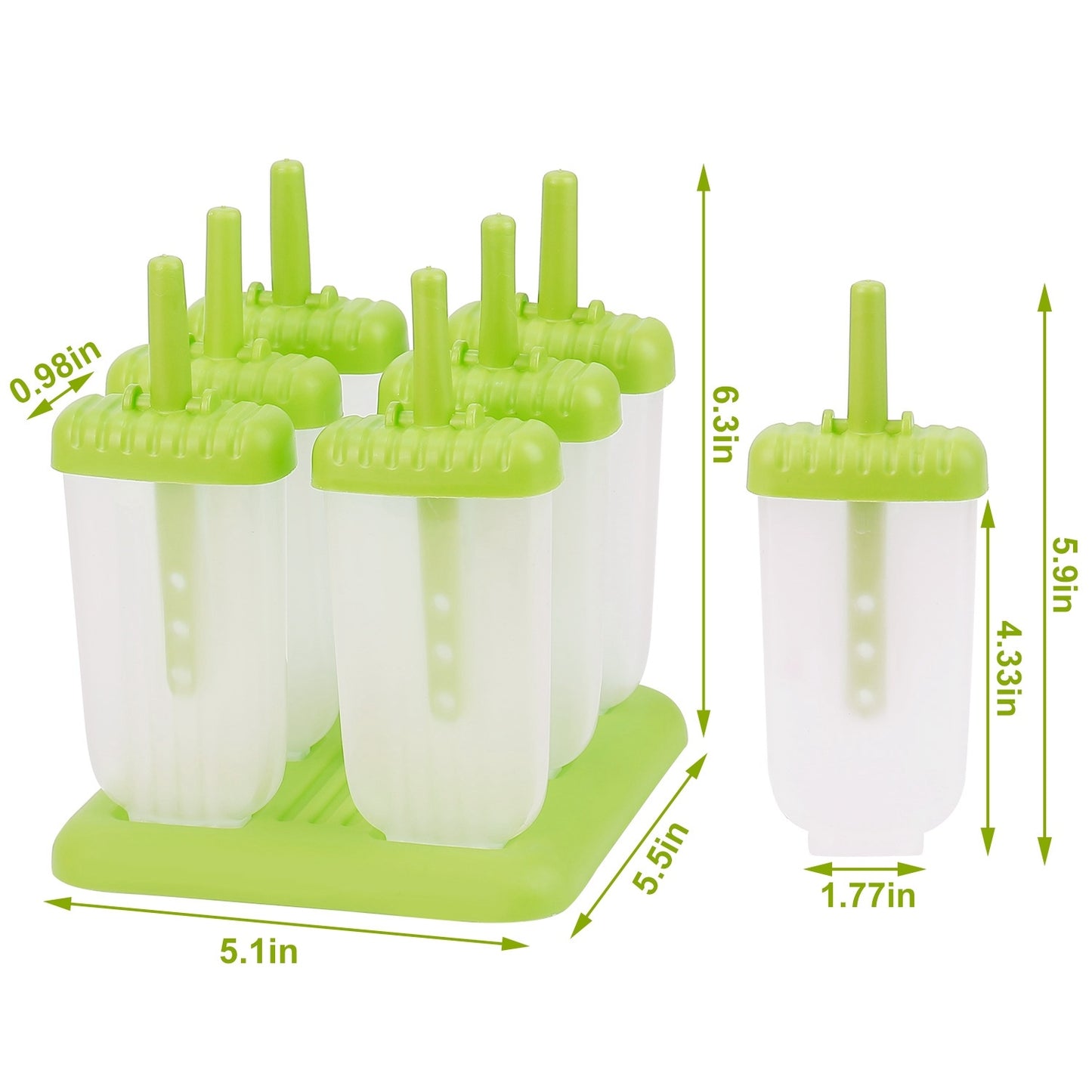US Local 1 Set 6 Cavity Popsicle Molds Reusable Ice Cream DIY Ice Maker Ice Bar Maker Plastic Popsicle Mold For Homemade Iced Snacks