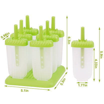 US Local 1 Set 6 Cavity Popsicle Molds Reusable Ice Cream DIY Ice Maker Ice Bar Maker Plastic Popsicle Mold For Homemade Iced Snacks