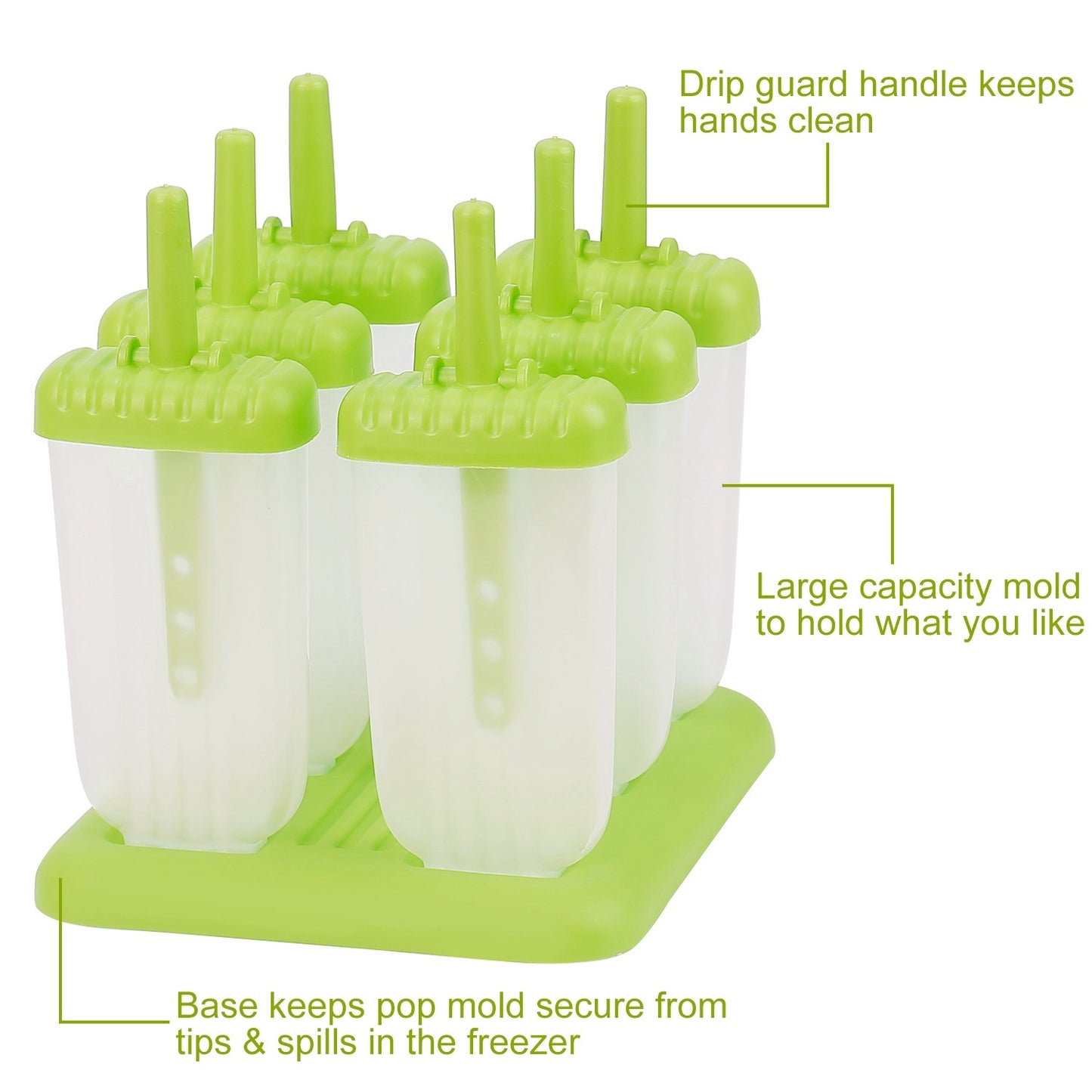 US Local 1 Set 6 Cavity Popsicle Molds Reusable Ice Cream DIY Ice Maker Ice Bar Maker Plastic Popsicle Mold For Homemade Iced Snacks