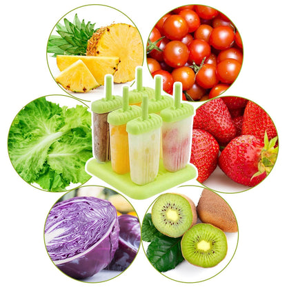 US Local 1 Set 6 Cavity Popsicle Molds Reusable Ice Cream DIY Ice Maker Ice Bar Maker Plastic Popsicle Mold For Homemade Iced Snacks
