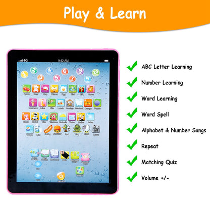 US Local Baby Learning Tablet Educational Mini Pads Toys Touch Learn Toddler Tablet For ABC Numbers Words Gift For Boys Girls Aged 1-6 Year Old Kids