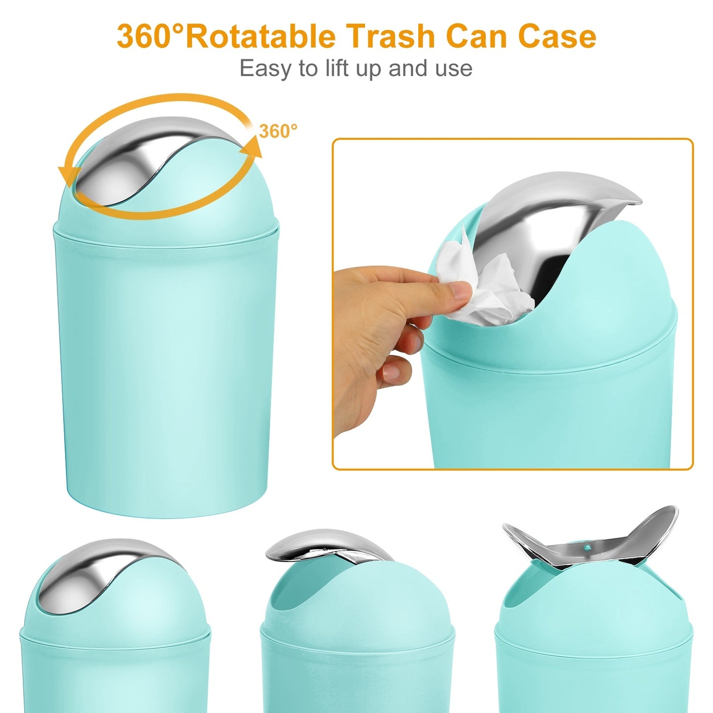 US Local Bathroom Accessories Set 6 Pcs Bathroom Set Ensemble Complete Soap Dispenser Toothbrush Holder Tumbler Soap Dish Toilet Cleaning Brush Trash Can