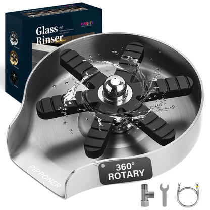 US Local PIPPONER Glass Rinser For Kitchen Sink, Upgrade 360 Rotating High Pressure Jet Glass Rinser, 5-inch Stainless Steel Cup Washer, Cup Rinser Sink Attachment For Home And Commercial