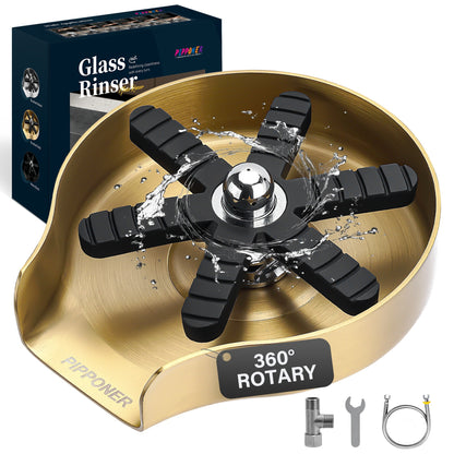 US Local PIPPONER Glass Rinser For Kitchen Sink, Upgrade 360 Rotating High Pressure Jet Glass Rinser, 5-inch Stainless Steel Cup Washer, Cup Rinser Sink Attachment For Home And Commercial