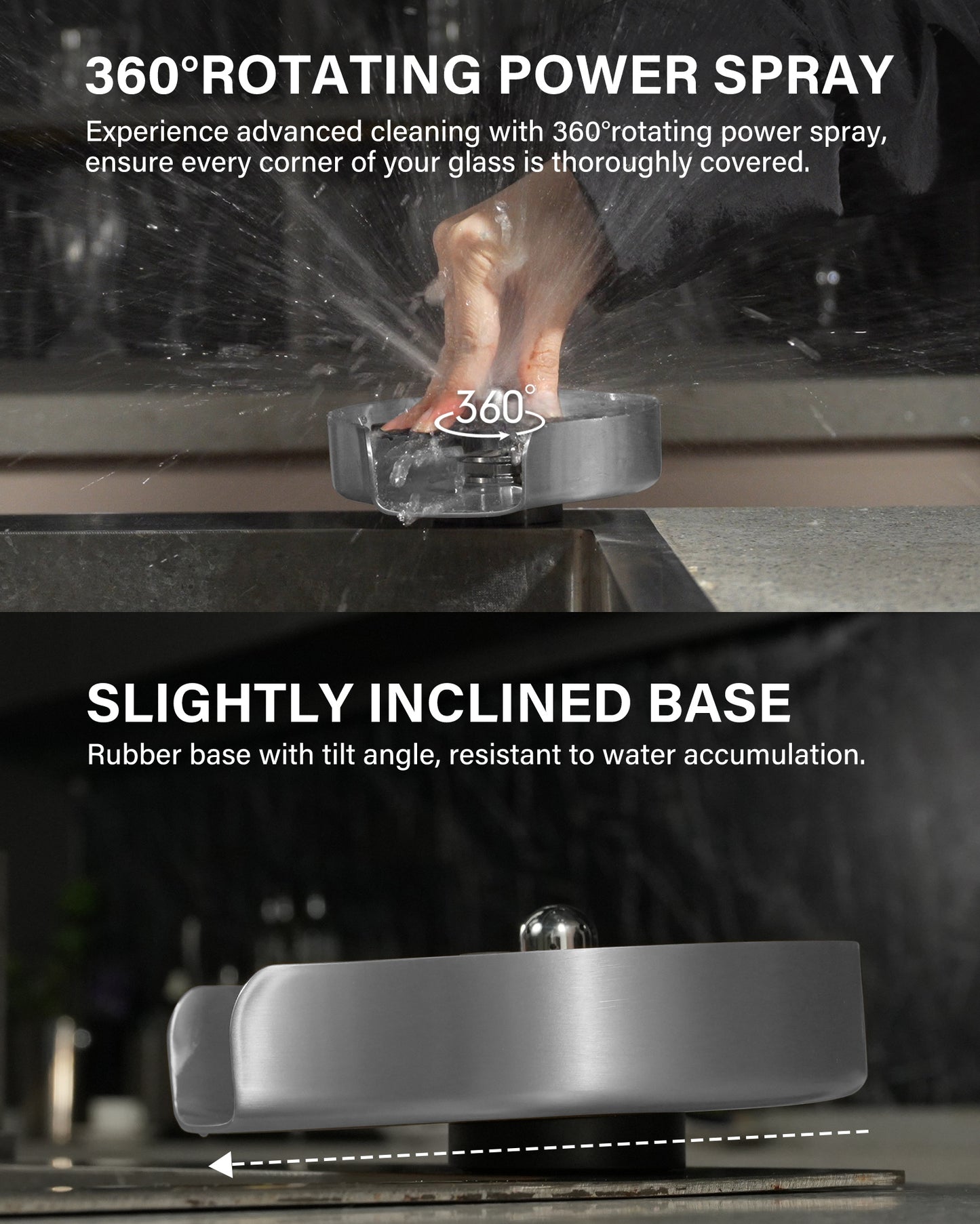 US Local PIPPONER Glass Rinser For Kitchen Sink, Upgrade 360 Rotating High Pressure Jet Glass Rinser, 5-inch Stainless Steel Cup Washer, Cup Rinser Sink Attachment For Home And Commercial