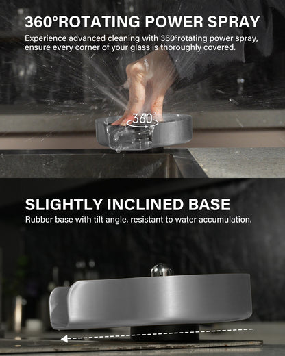 US Local PIPPONER Glass Rinser For Kitchen Sink, Upgrade 360 Rotating High Pressure Jet Glass Rinser, 5-inch Stainless Steel Cup Washer, Cup Rinser Sink Attachment For Home And Commercial