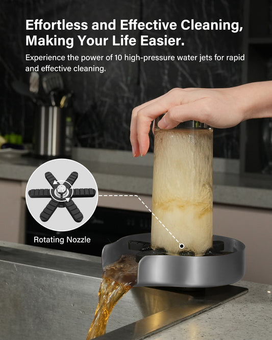 US Local PIPPONER Glass Rinser For Kitchen Sink, Upgrade 360 Rotating High Pressure Jet Glass Rinser, 5-inch Stainless Steel Cup Washer, Cup Rinser Sink Attachment For Home And Commercial