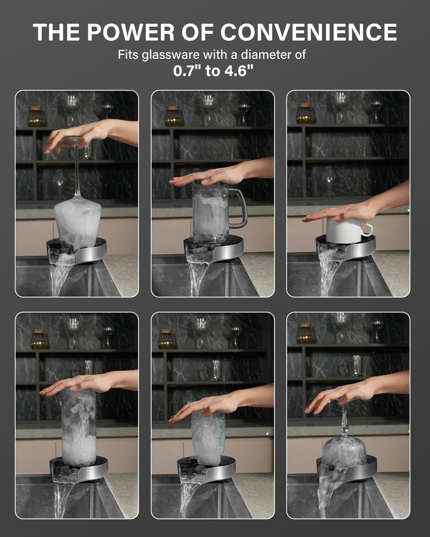 US Local PIPPONER Glass Rinser For Kitchen Sink, Upgrade 360 Rotating High Pressure Jet Glass Rinser, 5-inch Stainless Steel Cup Washer, Cup Rinser Sink Attachment For Home And Commercial