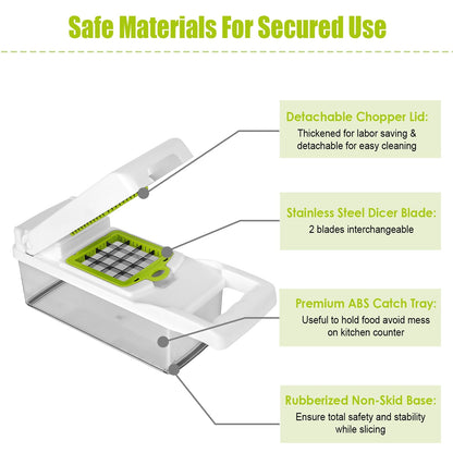 US Local 1 Set 12 In 1 Vegetable Chopper With Container Kitchen Food Slicer Dicer Grater Peeler Egg Separator Hand Protector For Onion Salad Potato