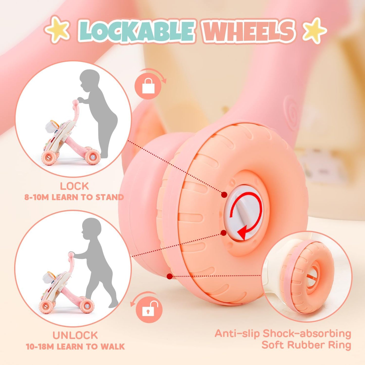 US Local Children's Music Pink Gliding Walker, The Perfect Toy For Young Children