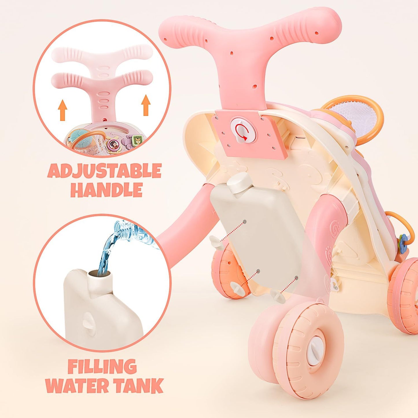 US Local Children's Music Pink Gliding Walker, The Perfect Toy For Young Children