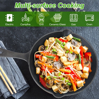 US Local 3Pcs Pre-Seasoned Cast Iron Skillet Set 6in 8in 10in Non-Stick Oven Safe Cookware Heat-Resistant Frying Pan For Frying Cooking Baking