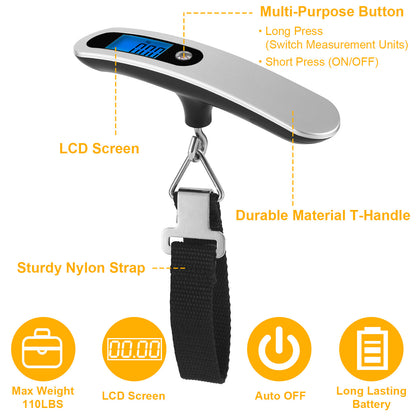 US Local Portable Digital Luggage Scale 50kg 10g LCD Hanging Luggage Scale Electronic Digital Weight Scale For Travel Household