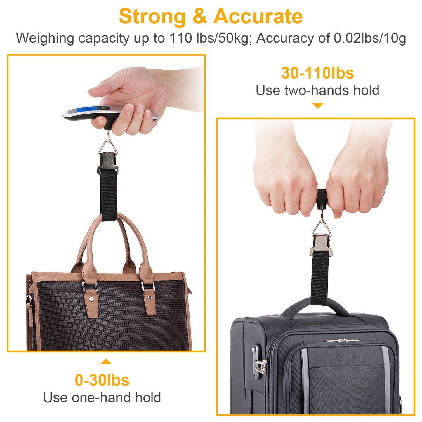US Local Portable Digital Luggage Scale 50kg 10g LCD Hanging Luggage Scale Electronic Digital Weight Scale For Travel Household