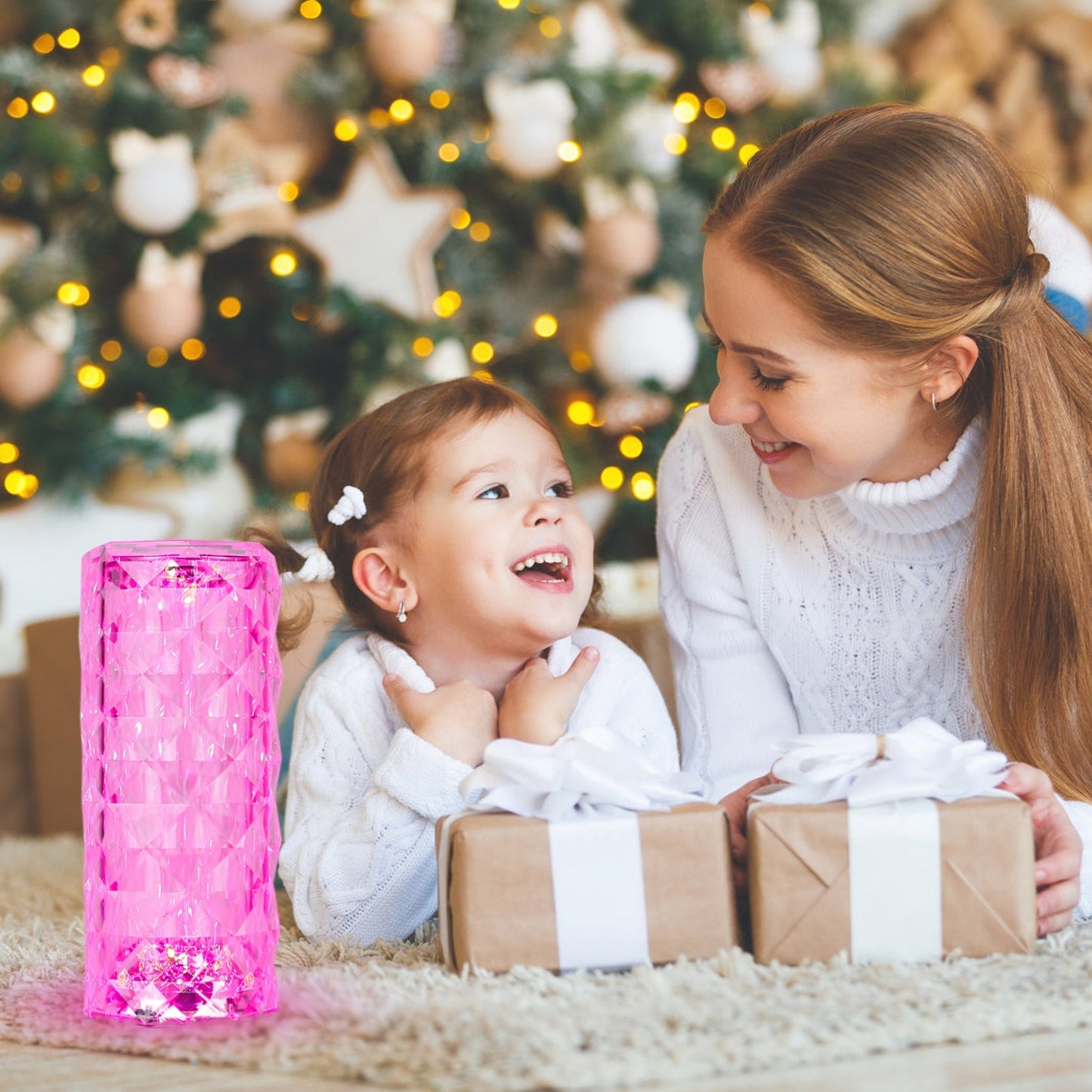 US Local Crystal Diamond Rose Table Lamp Dimmable Remote Touch Control Beside LED Night Light Rechargeable 16 Color Change Atmosphere Bar Lamp