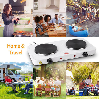 US Local 1 Pc 2000W Double Electric Burner Double Hot Plate With 5 Gear Temperature Control