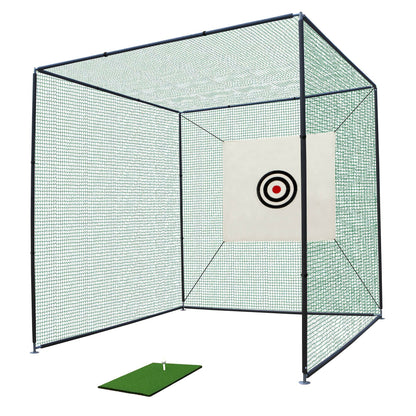 US Local 10X10X10FT Golf Practice Net Cage With Metal Frame Hitting Net Kit Indoor Outdoor