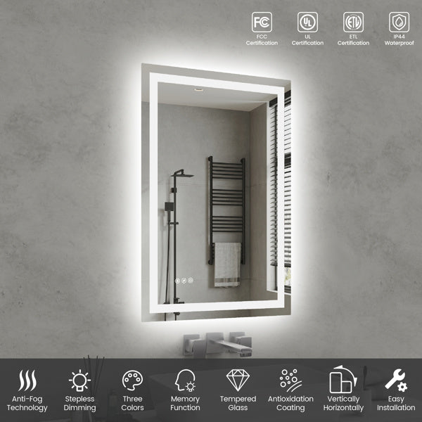 US Local 24 Inch X 36 Inch LED Bathroom Mirror