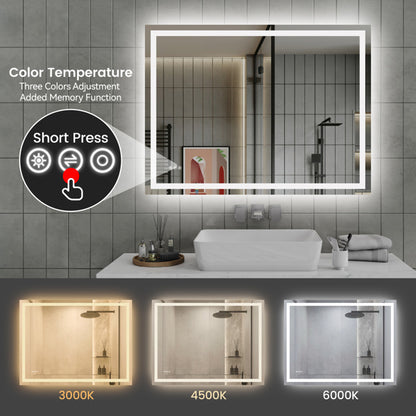 US Local 48 Inch X 36 Inch LED Bathroom Mirror