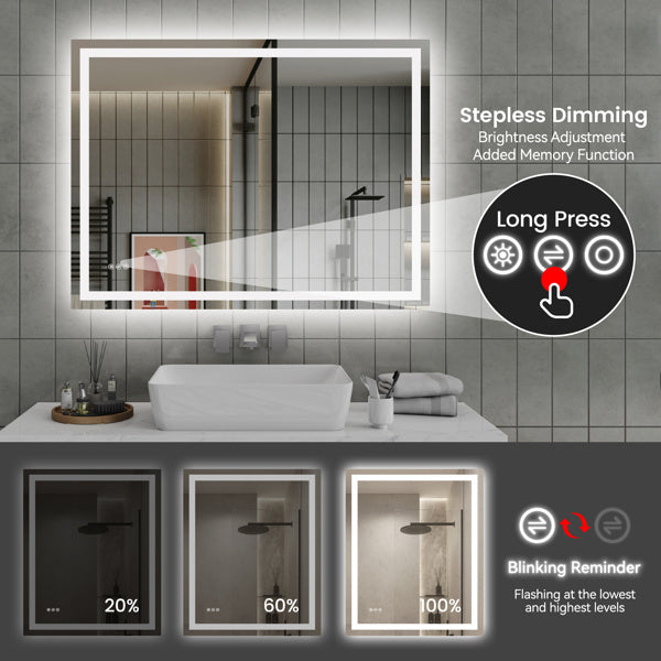 US Local 48 Inch X 36 Inch LED Bathroom Mirror