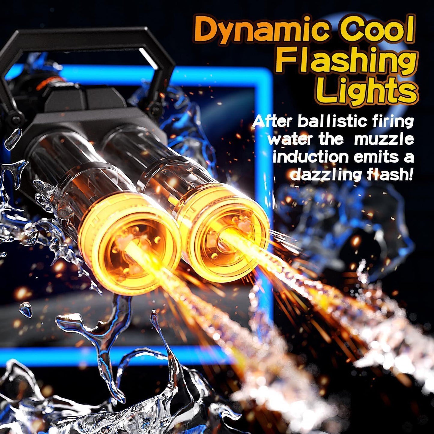 US Local Double-barreled Gatling Water Gun Black New Cool Blue Version Toy