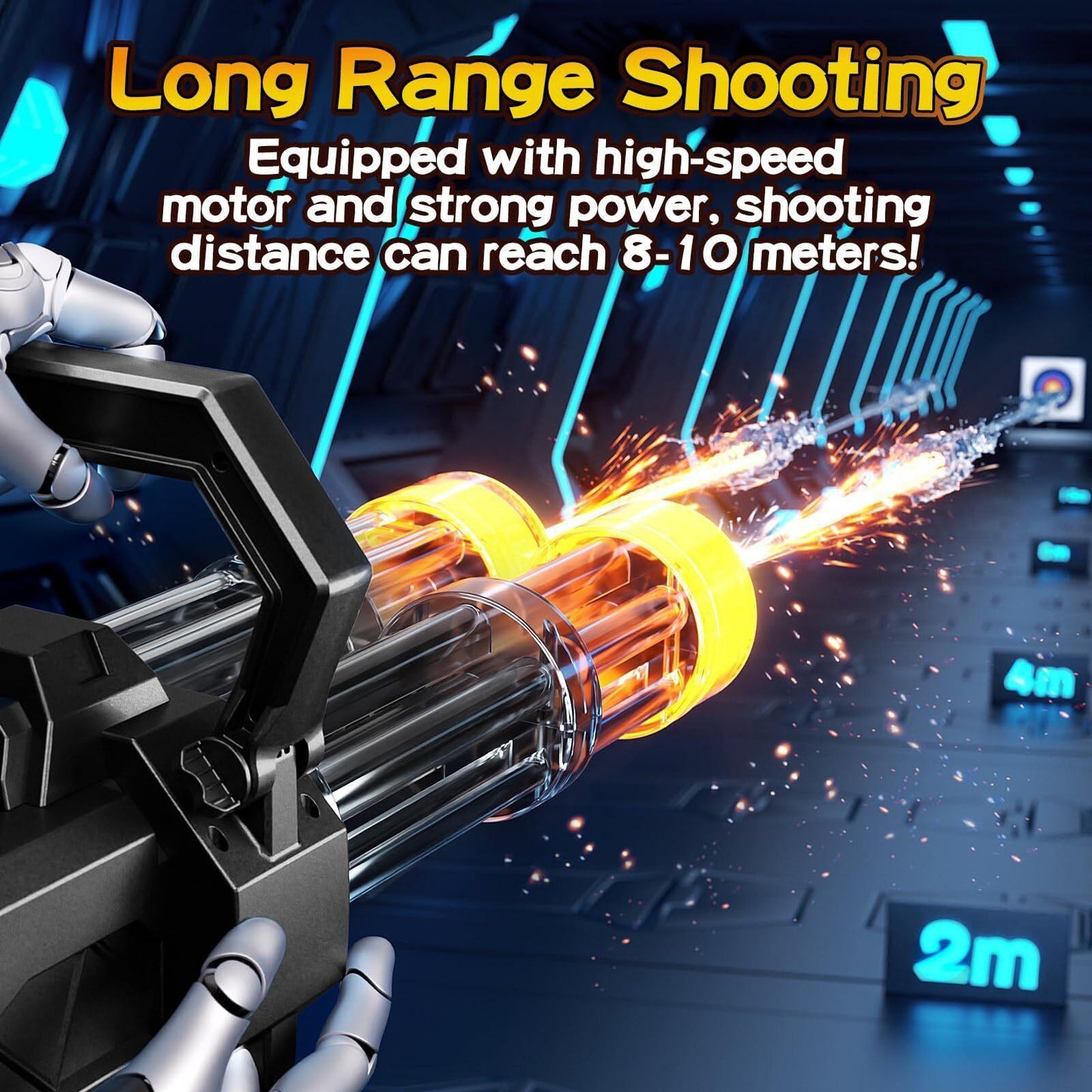 US Local Double-barreled Gatling Water Gun Black New Cool Blue Version Toy