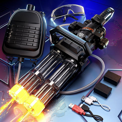 US Local Double-barreled Gatling Water Gun Black New Cool Blue Version Toy