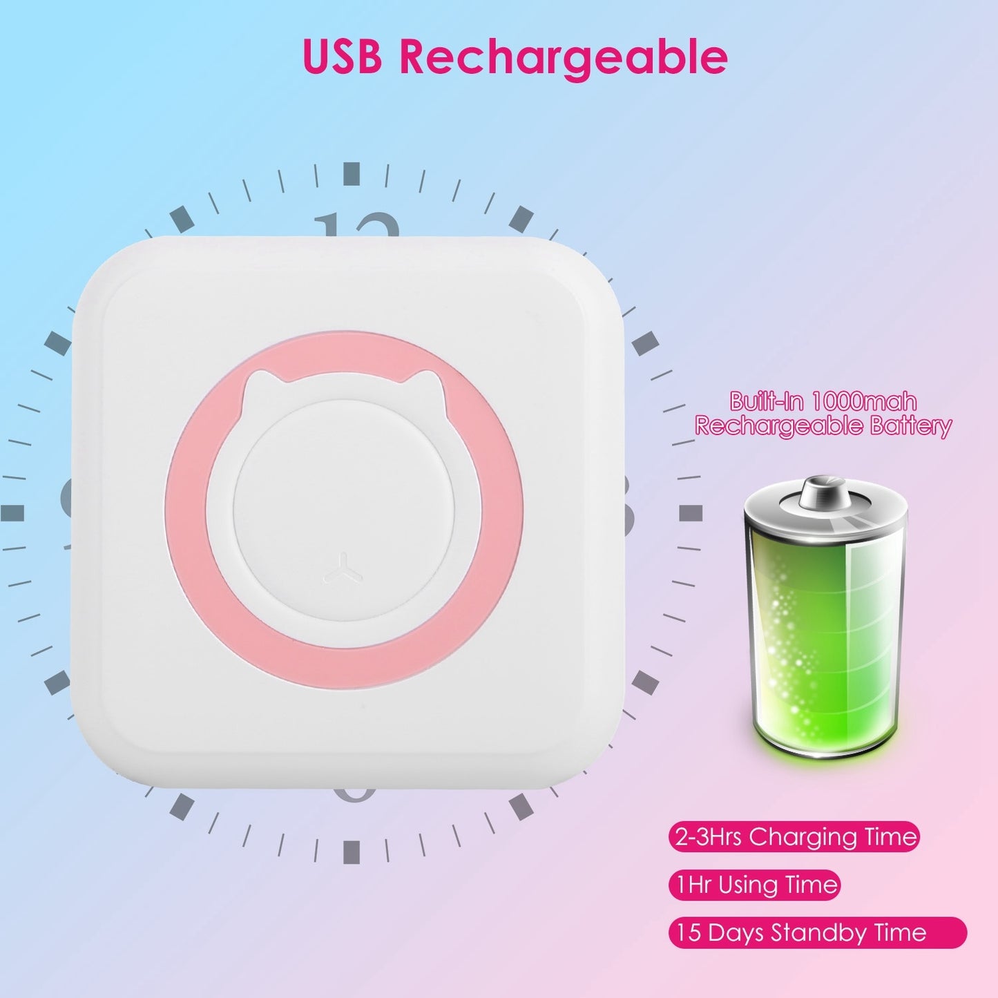 US Local Mini Printer - Printer Paper 'Options' -- Pocket Wireless Thermal Printer Portable Mini Sticker Maker Machine Rechargeable Inkless Photo Printer For Printing Label Journal Study Notes Memo Photos