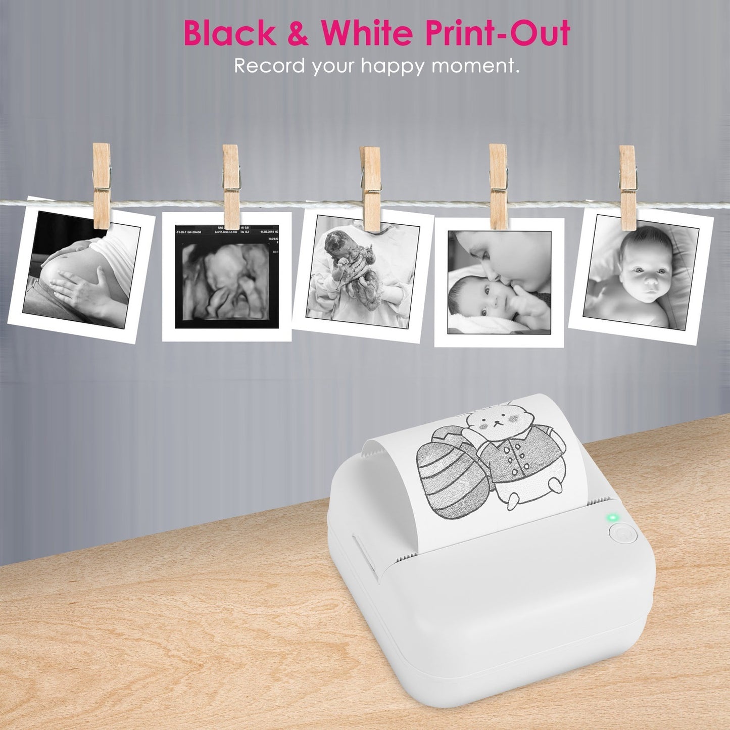US Local Mini Printer - Printer Paper 'Options' -- Pocket Wireless Thermal Printer Portable Mini Sticker Maker Machine Rechargeable Inkless Photo Printer For Printing Label Journal Study Notes Memo Photos