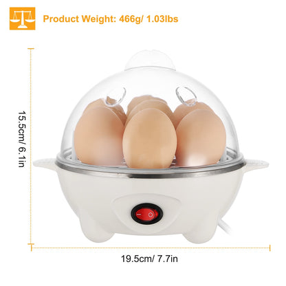 US Local 1Pc Electric Egg Cooker 7-Capacity Hard-Boiled Egg Maker With Auto-Off Measuring Cup For Hard Boiled Steamed Vegetables Seafood Dumplings