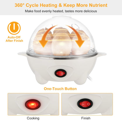 US Local 1Pc Electric Egg Cooker 7-Capacity Hard-Boiled Egg Maker With Auto-Off Measuring Cup For Hard Boiled Steamed Vegetables Seafood Dumplings
